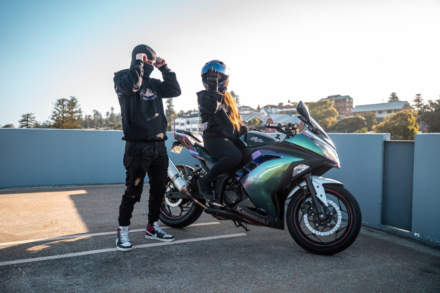 Beyond rider wearing a BalaBiker hoodie