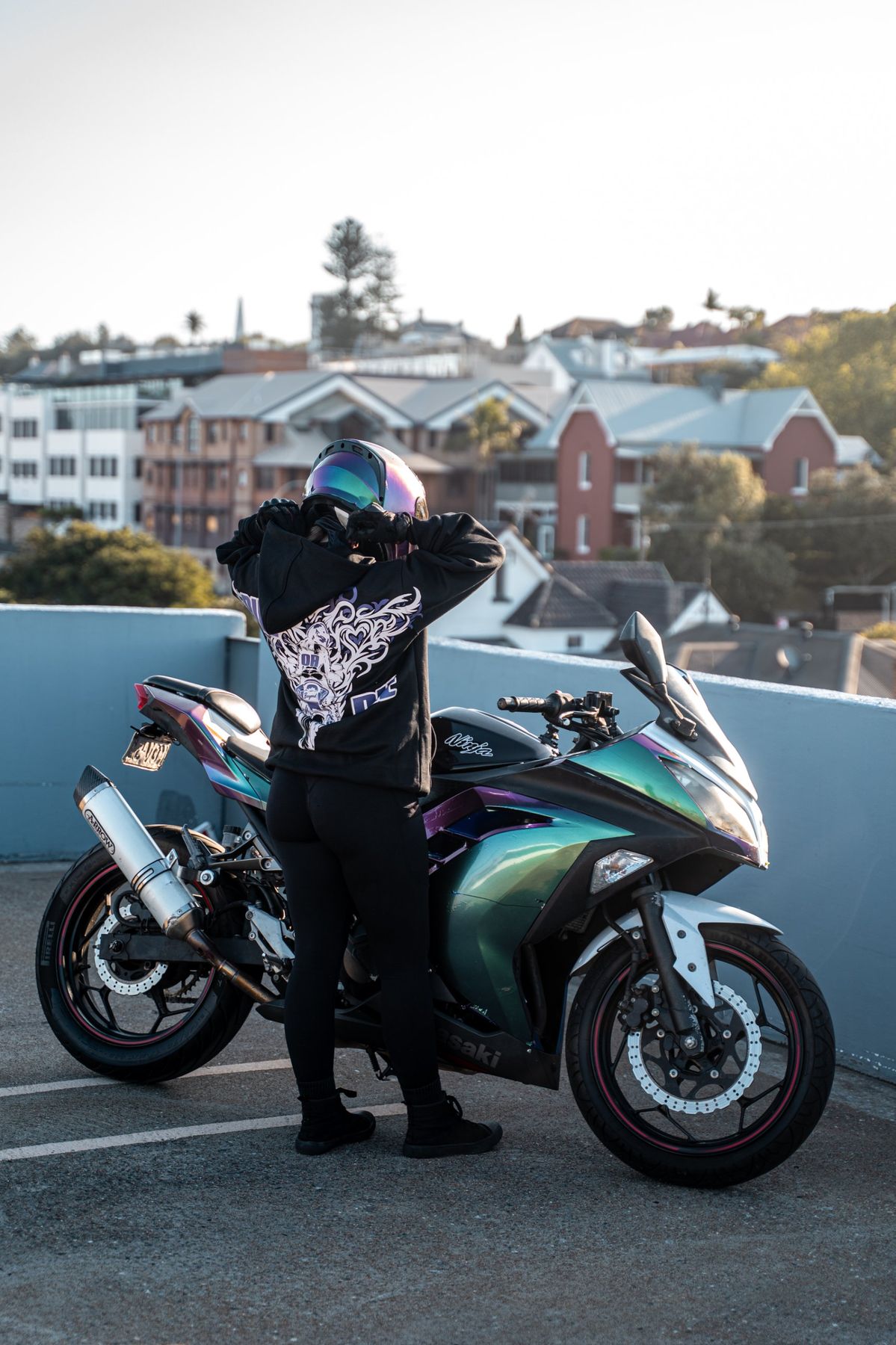Beyond rider wearing a BalaBiker hoodie