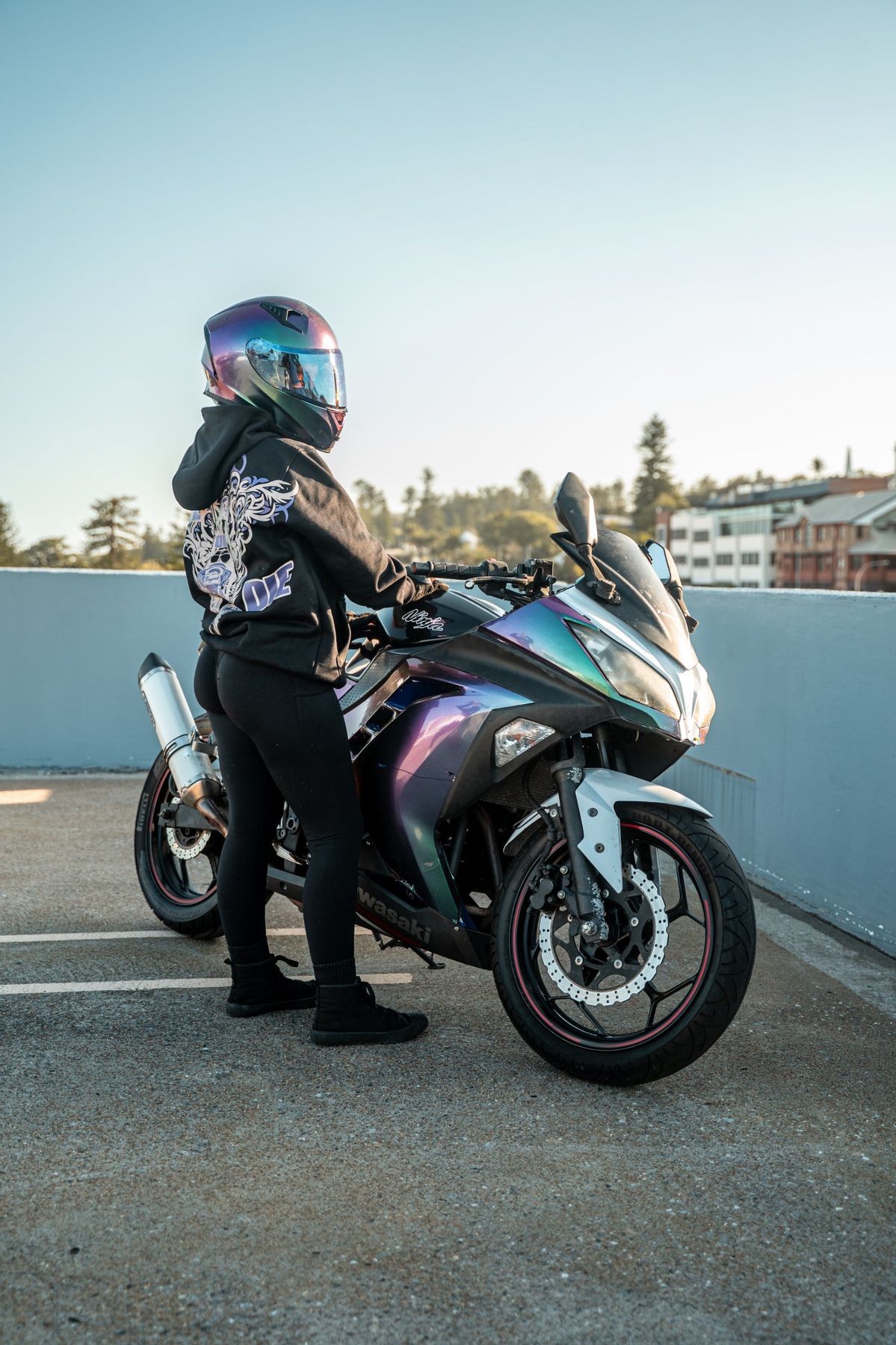 Beyond rider wearing a BalaBiker hoodie