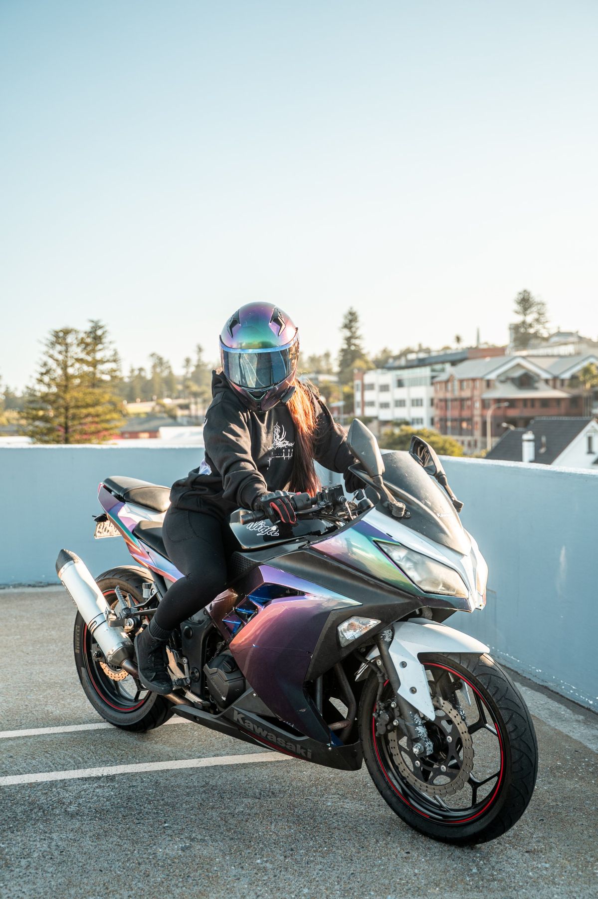 Beyond rider wearing a BalaBiker hoodie