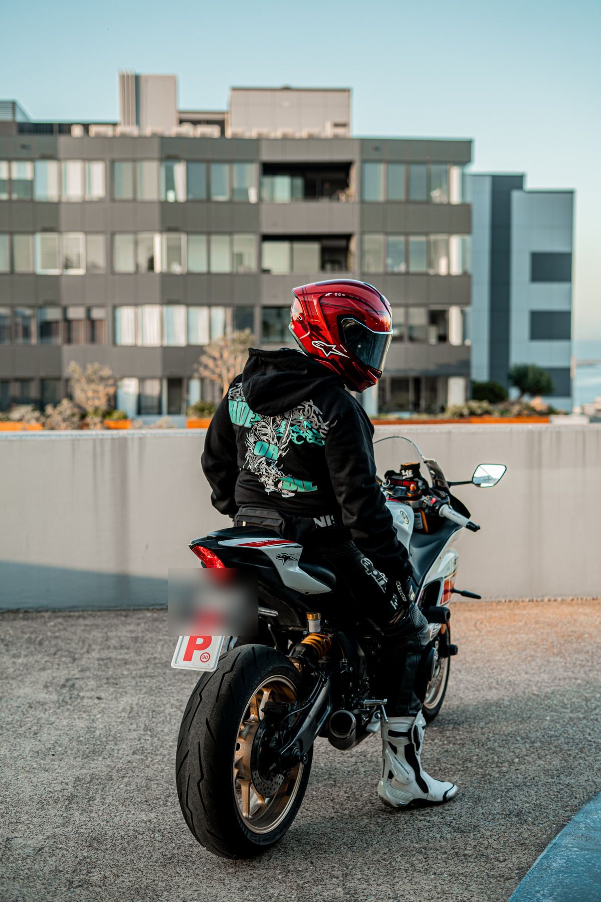 Beyond rider wearing a BalaBiker hoodie