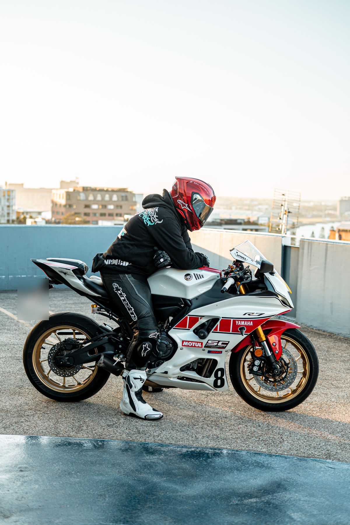 Beyond rider wearing a BalaBiker hoodie