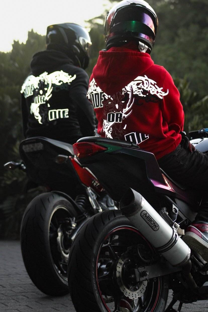 Beyond rider wearing a BalaBiker hoodie