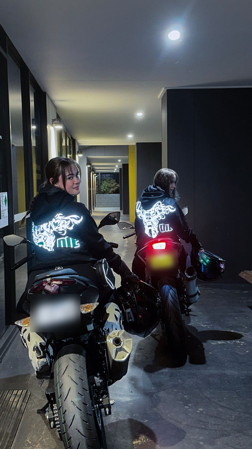 With flash: reflective print lit up